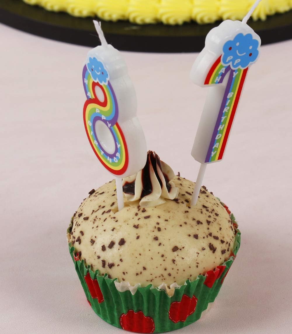 T-shin Rainbow Number 1 Birthday Candle for Baby Kids