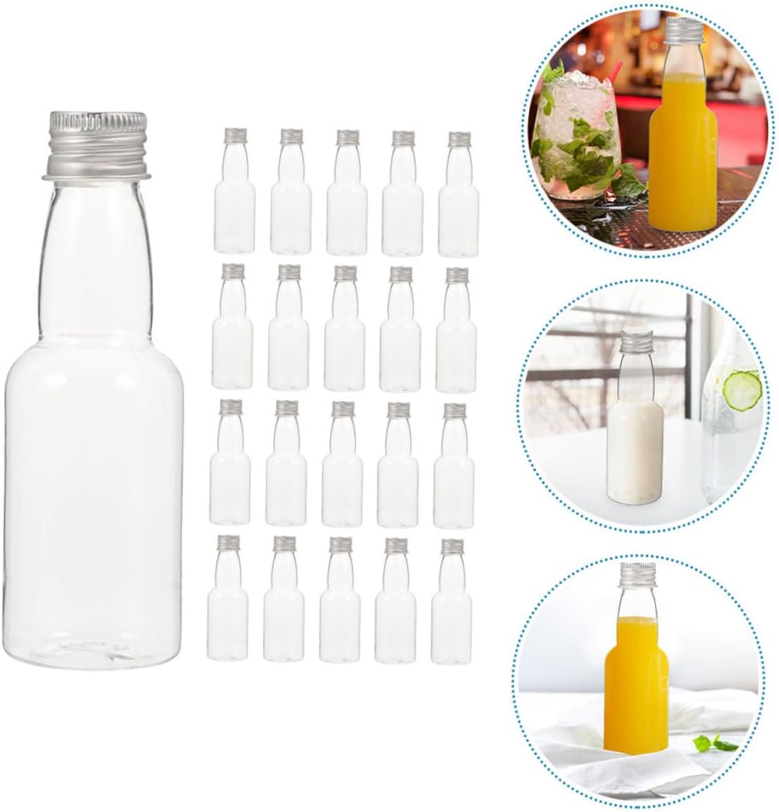 FUNOMOCYA 25pcs Multi-Functional Plastic Juice Bottles with Caps