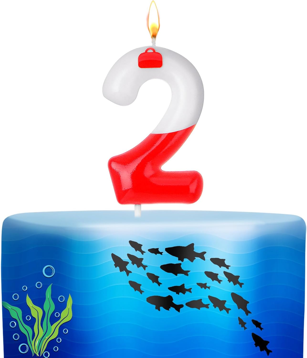 MTLEE Fishing Themed Birthday Candles Number 2