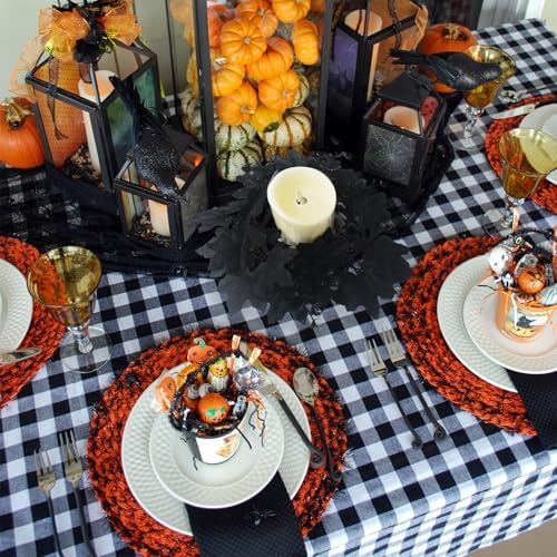 Halloween Candle Wreath with Black Maple Leaf Design