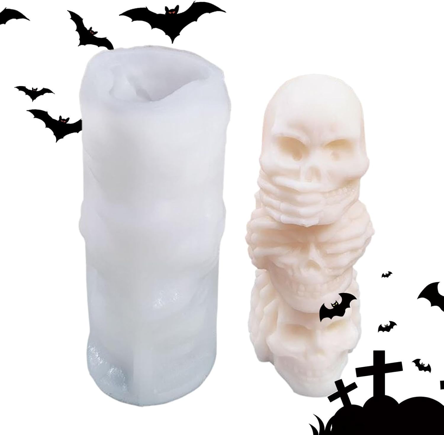 Decorhome Skull Silicone Candle Mold Gothic Stacking Design