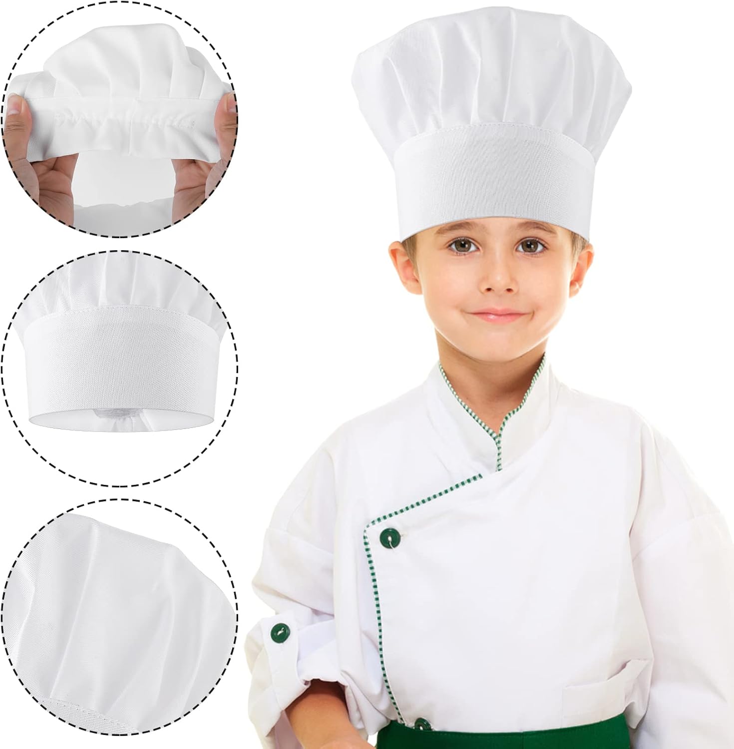 Lusofie Adjustable White Chef Hat for Adults and Kids