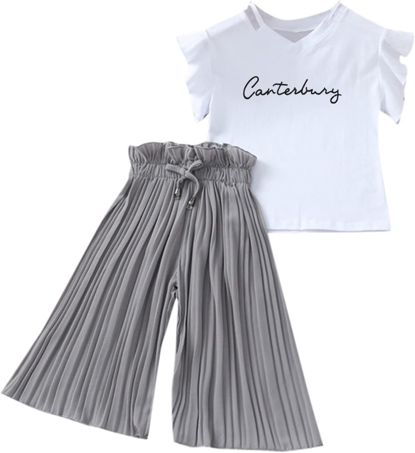 2025 Cute Kids Costume Outfits Set Girls Baby Letter Ruffle Pants Tops Sweatpants