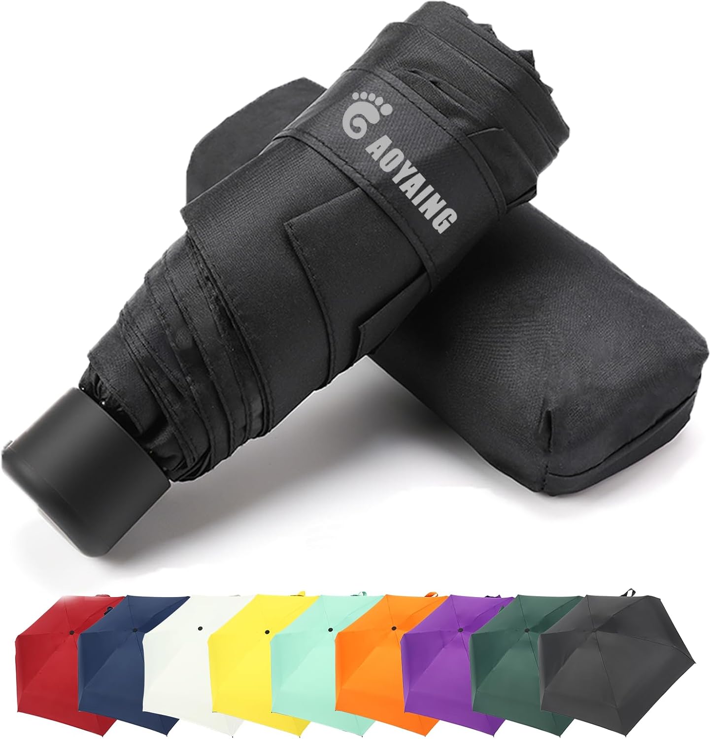 GAOYAING Compact Travel Umbrella Black 34 Inches