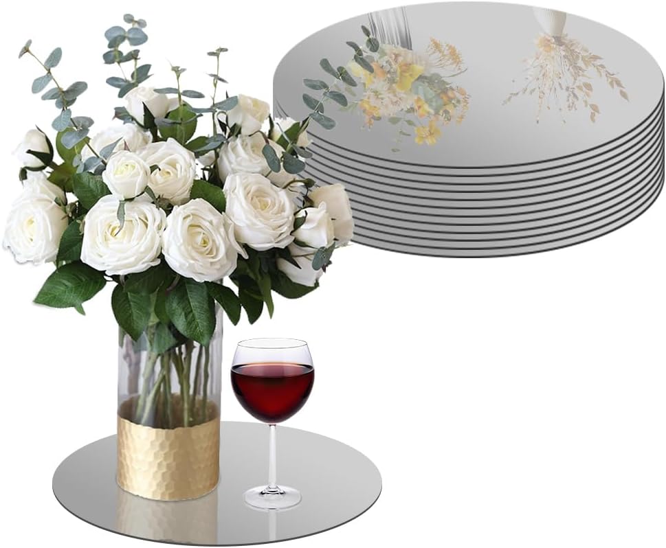10 Round Gold Mirror Centerpieces Set of 12