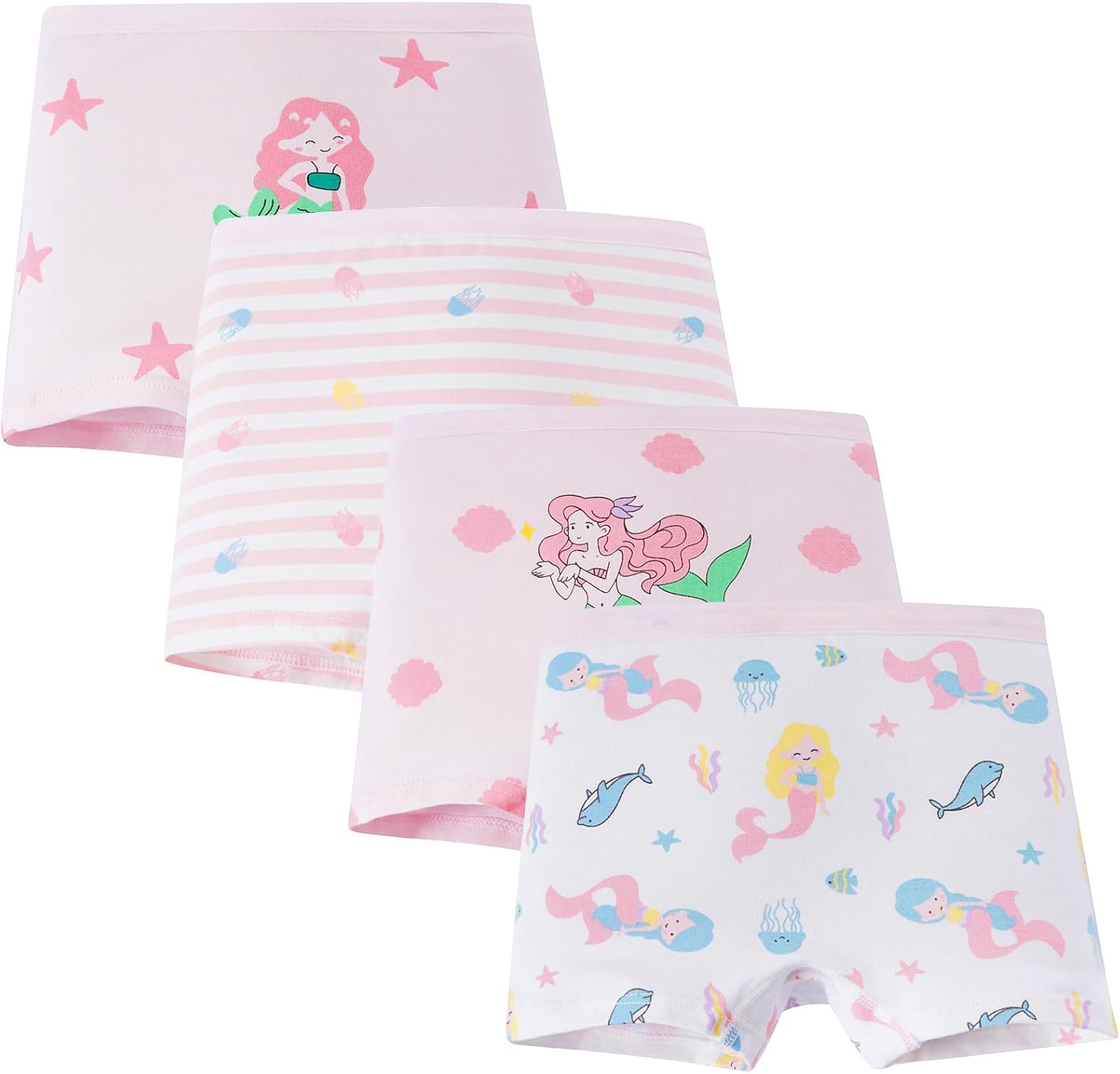 CHUNG Girls Cotton Boyshorts 4 Pack Soft Breathable Underwear