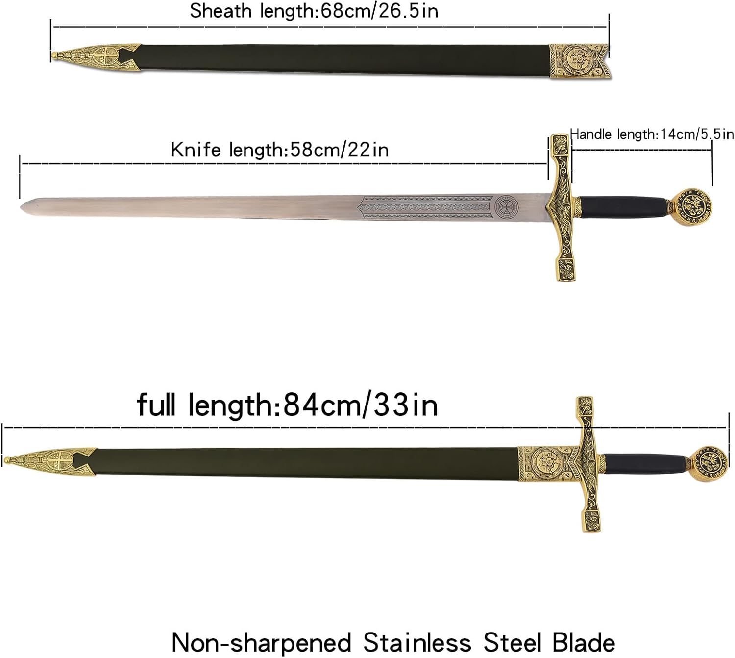 Ziqing Medieval Crusader Sword Metal Blade Cosplay Prop