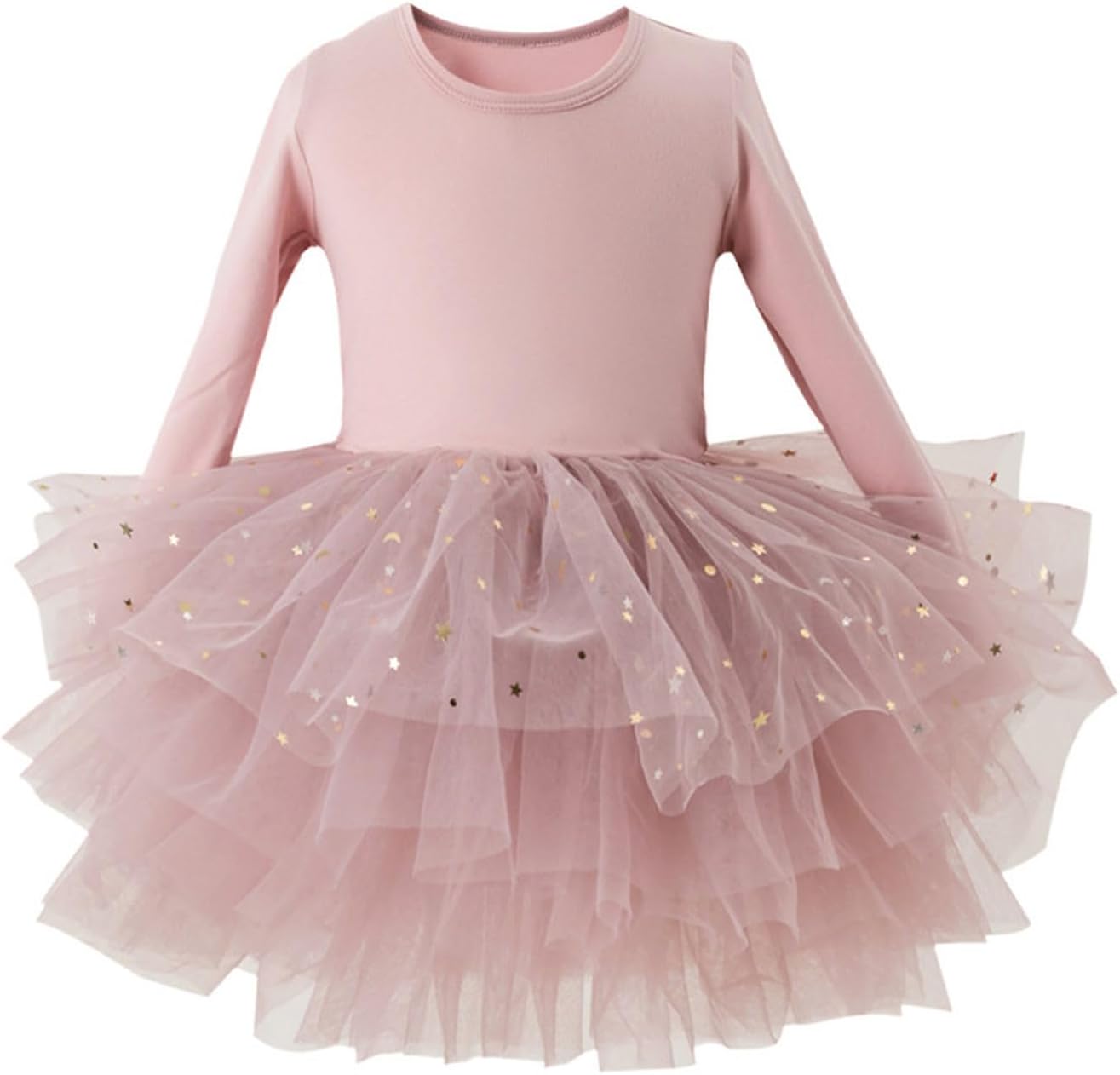 Toddler Girls Shiny Tutu Dress with Long Sleeve