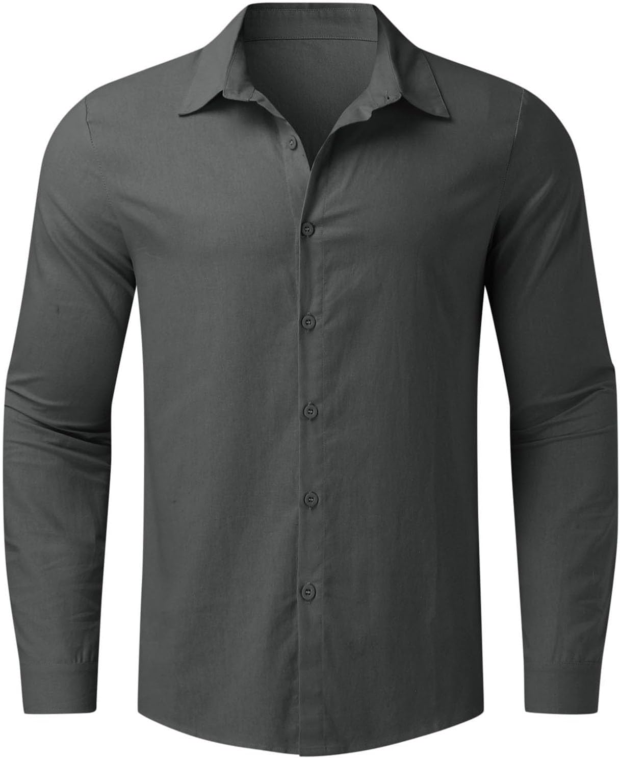 Muyise Mens Breathable Cotton Linen Button Down Shirts