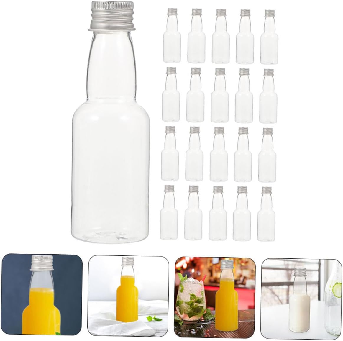 FUNOMOCYA 25pcs Multi-Functional Plastic Juice Bottles with Caps