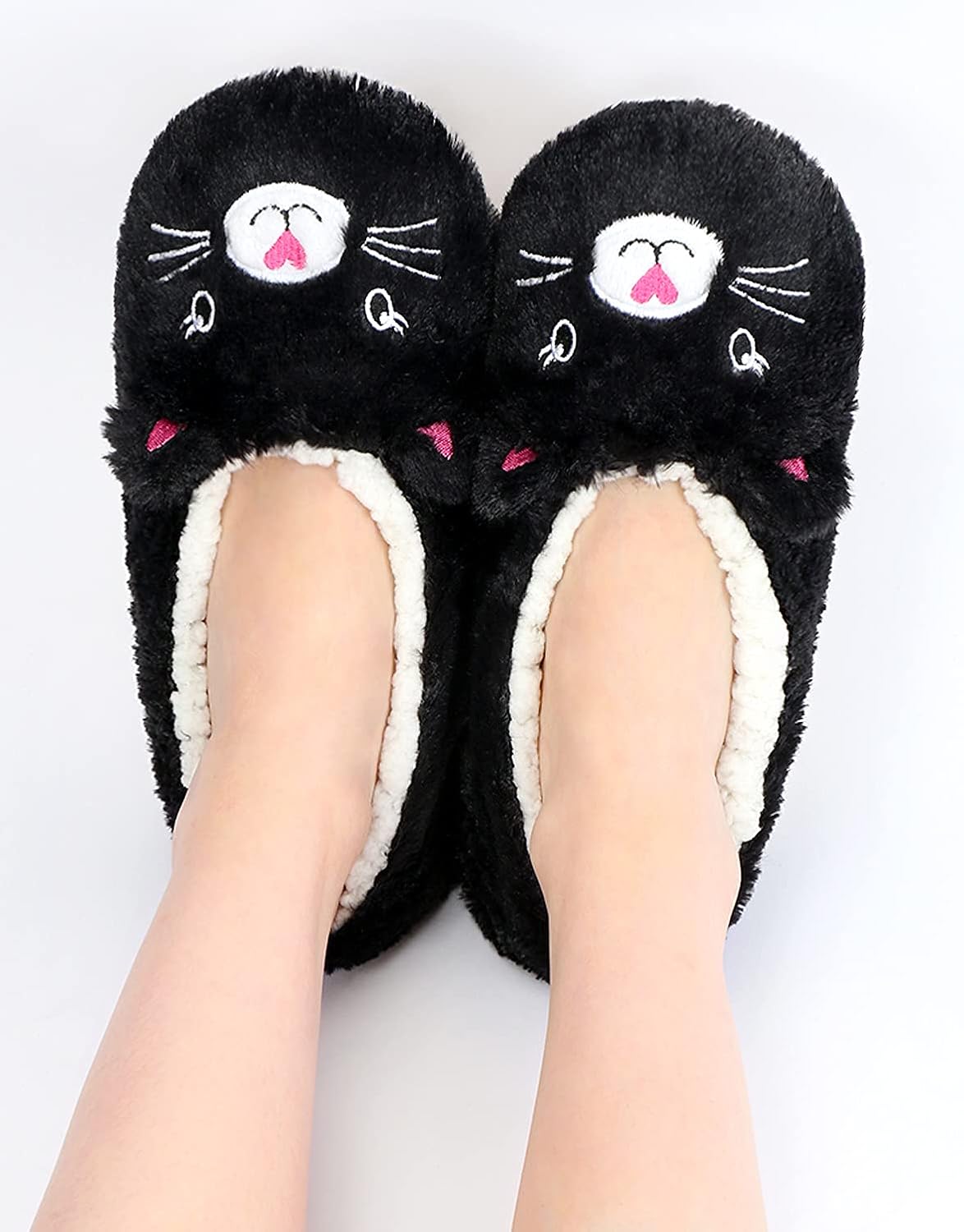 Cute Fuzzy Panda Bros Slippers With Non-Slip Grippers