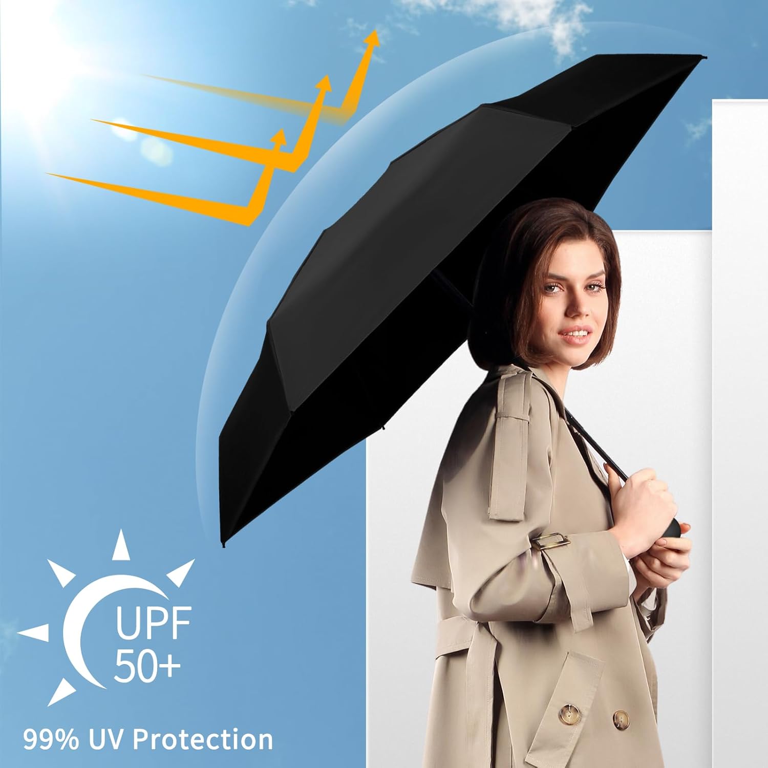 Yoobure Compact Travel Umbrella with UV Protection Case