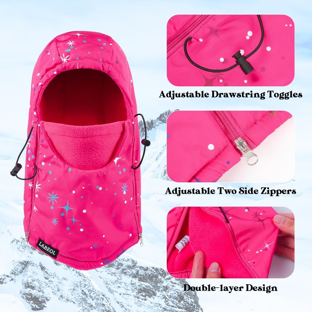 Labeol Kids Balaclava Ski Mask - Windproof Warm Fleece Face Cover with Adjustable Zippers