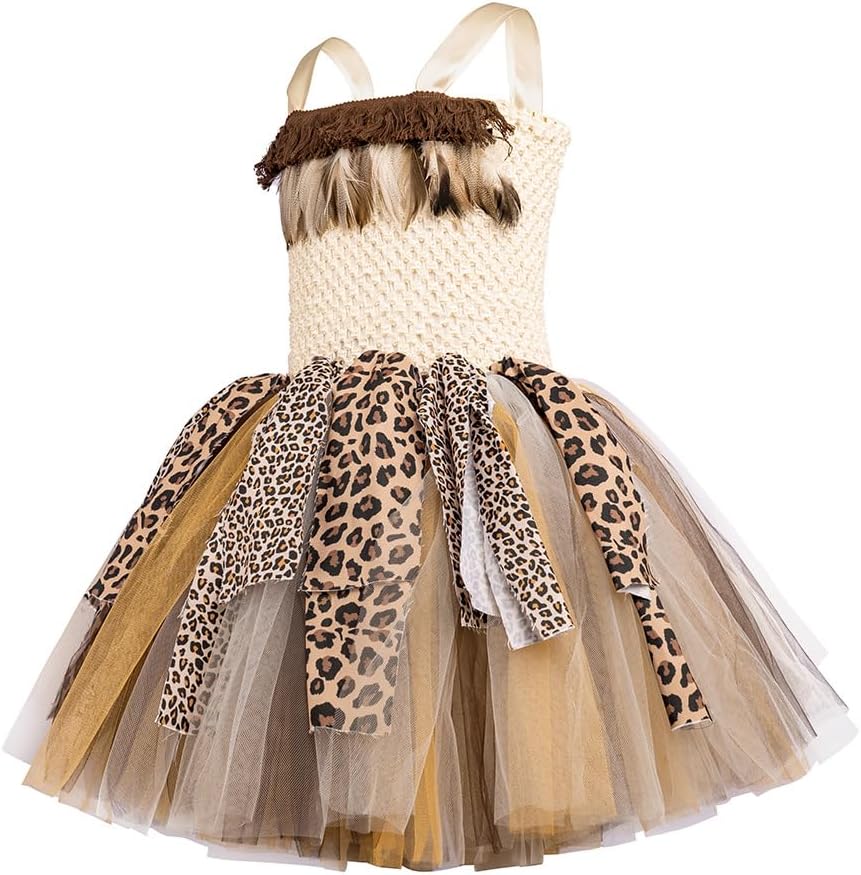 IDOPIP Jungle Safari Halloween Dress for Toddler Girls