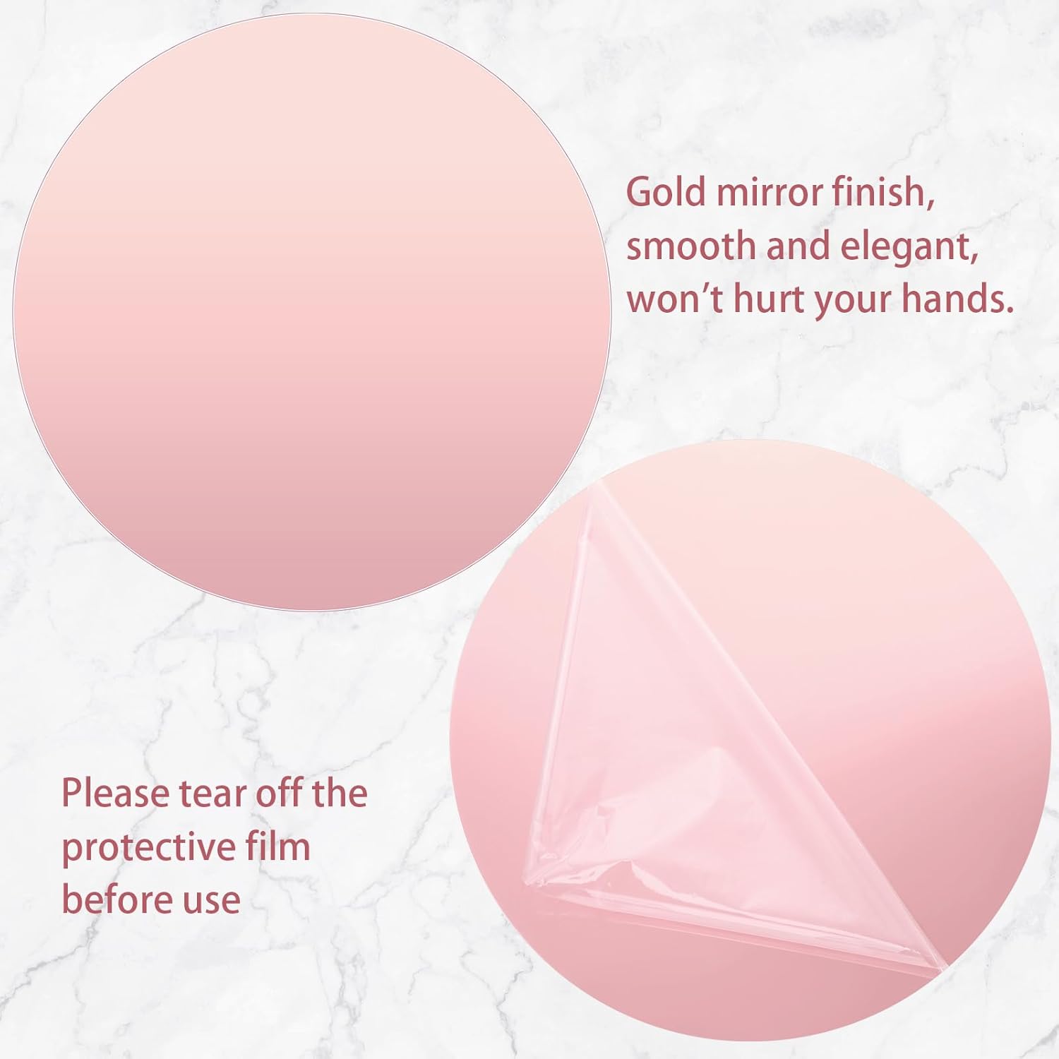 Thyle 10 Inch Rose Gold Acrylic Mirror Set 6 Pcs
