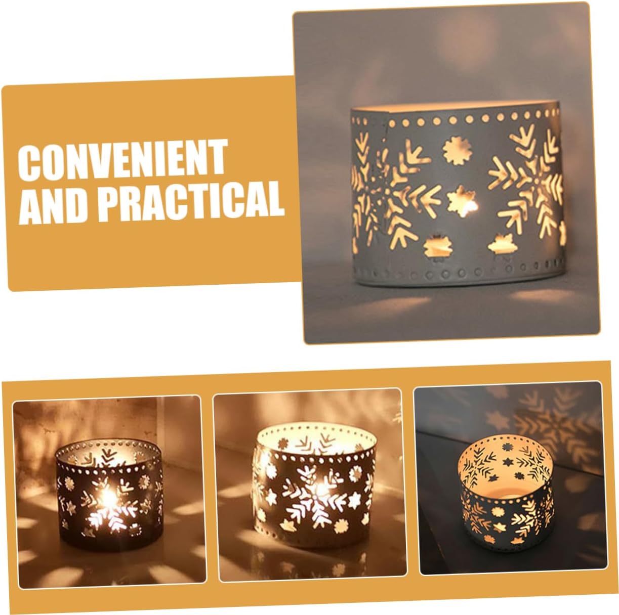 Iron Christmas Candle Holders with Snowflake Design