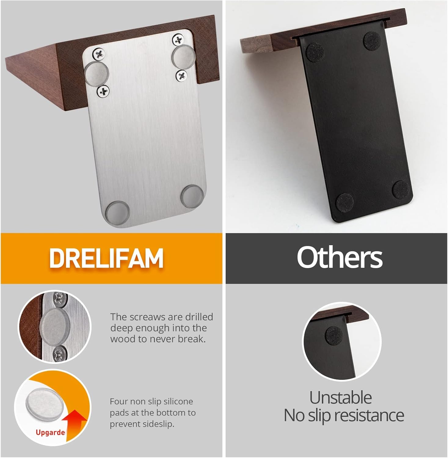 DRELIFAM Wood Book Ends Heavy Duty Decorative for Shelves