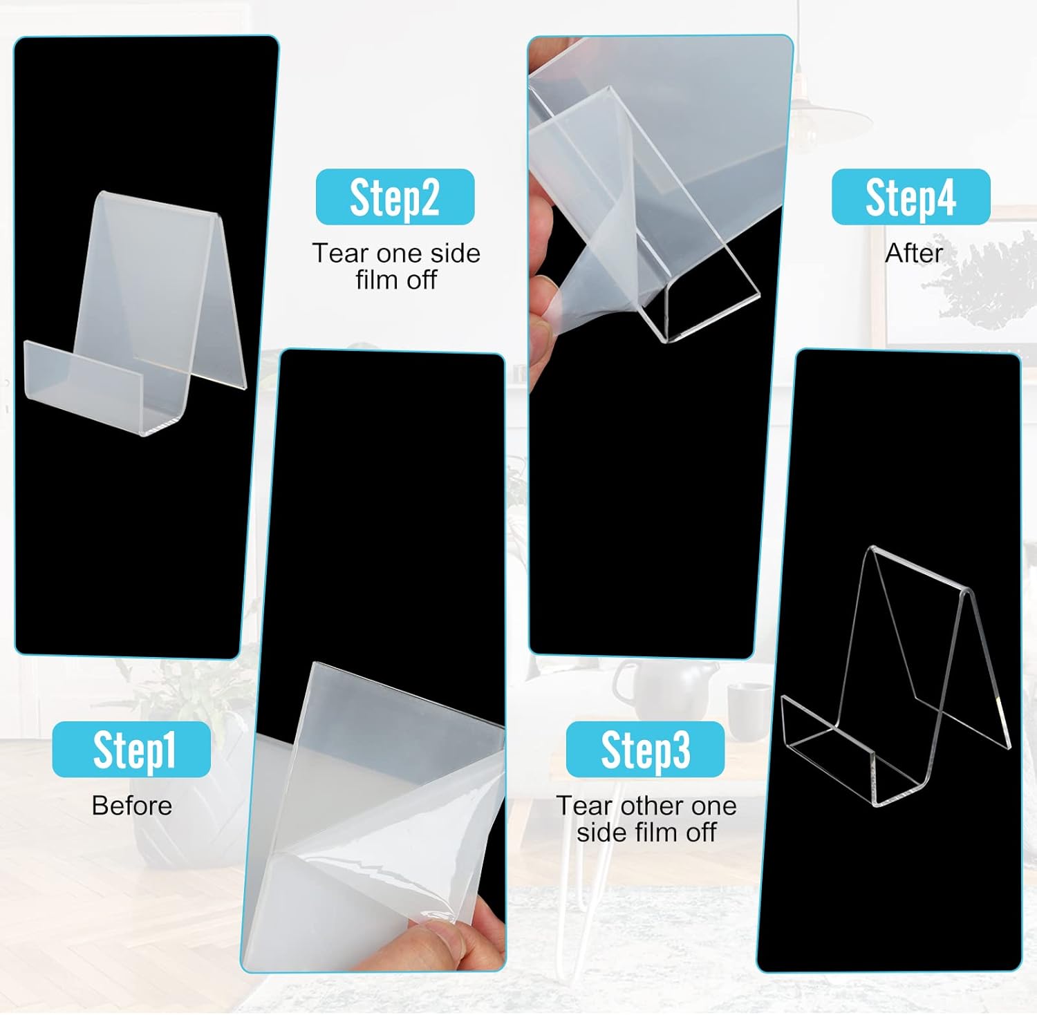10 Pack Clear Acrylic Easel Stand - Multipurpose Display Holder