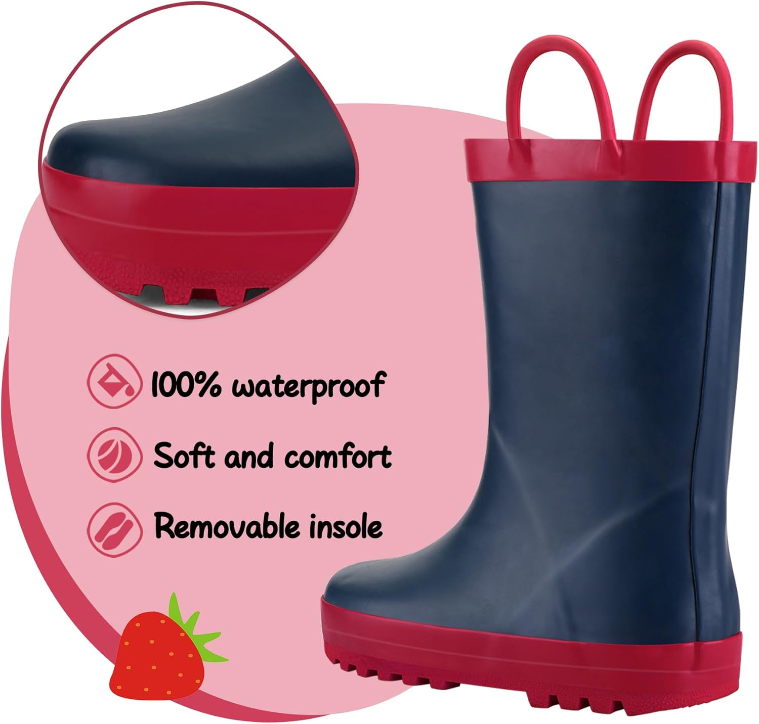 K KomForme Kids Rain Boots with Handles and Prints