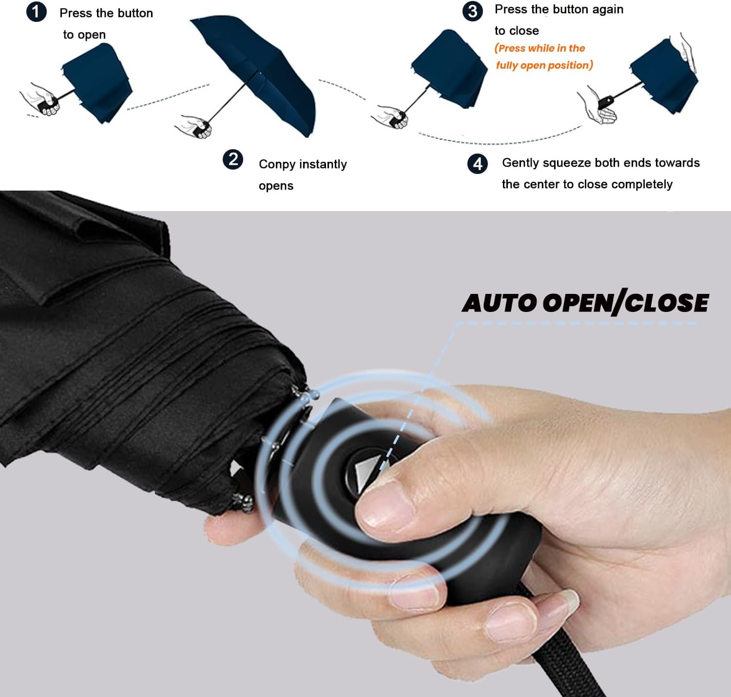 SIEPASA Compact Travel Umbrella - Windproof Auto OpenClose