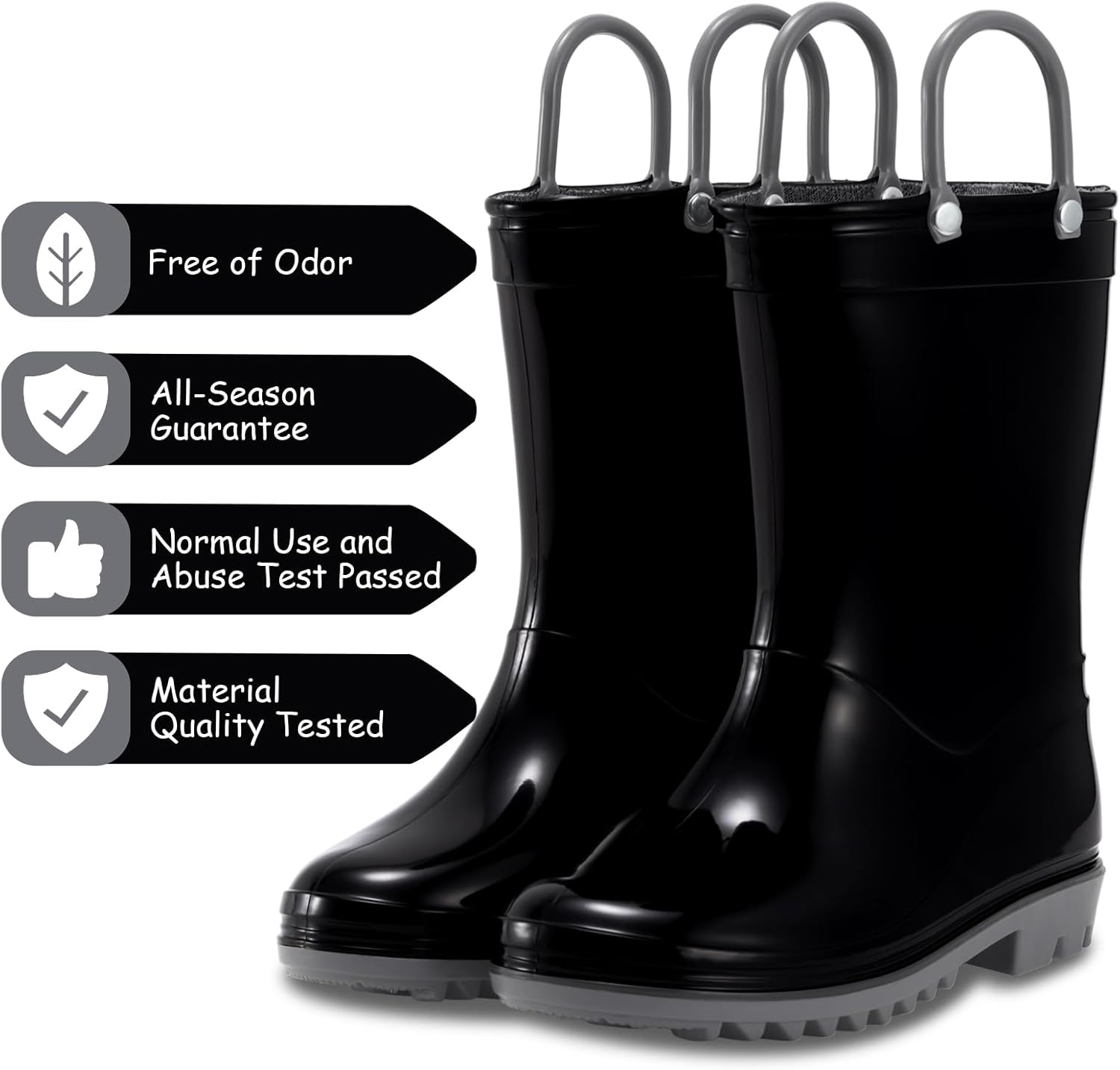WILLPORT Toddler Rain Boots with Easy-On Handles for Boys and Girls