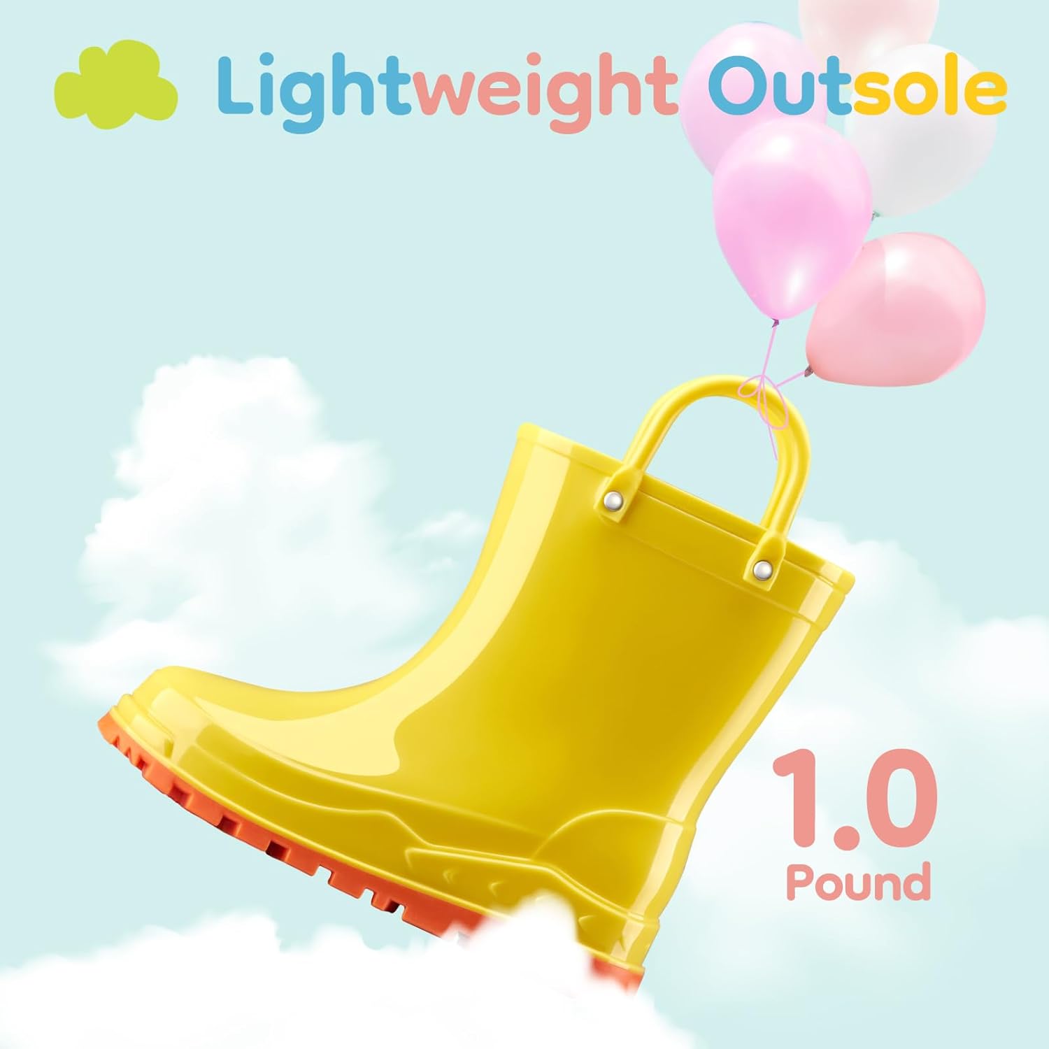 HISEA Toddler Rain Boots Waterproof Easy-On Handles