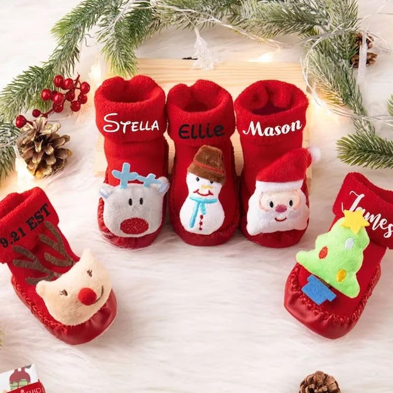 Personalized Baby Christmas Socks with 3D Santa Design 1