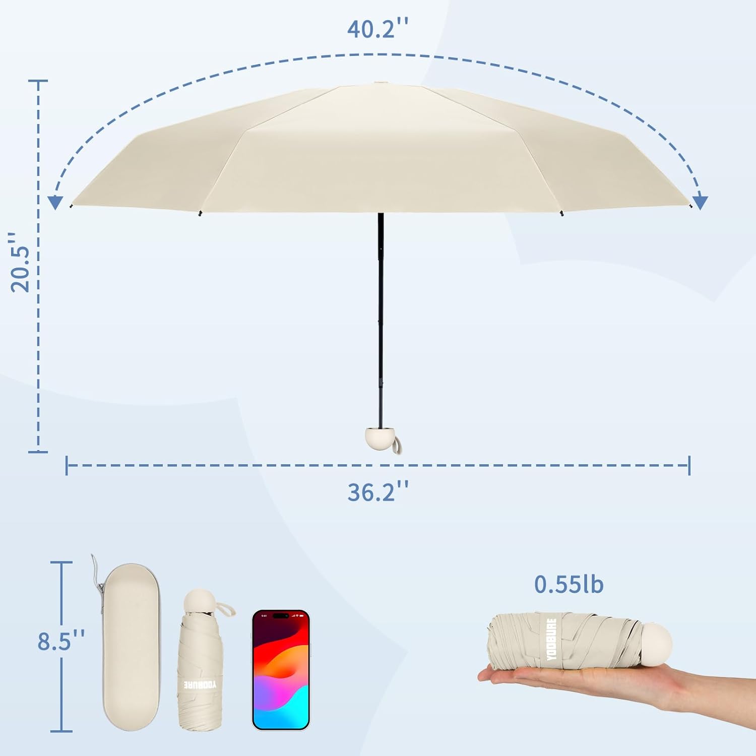 Yoobure Compact Folding Umbrella for Travel and UV Protection