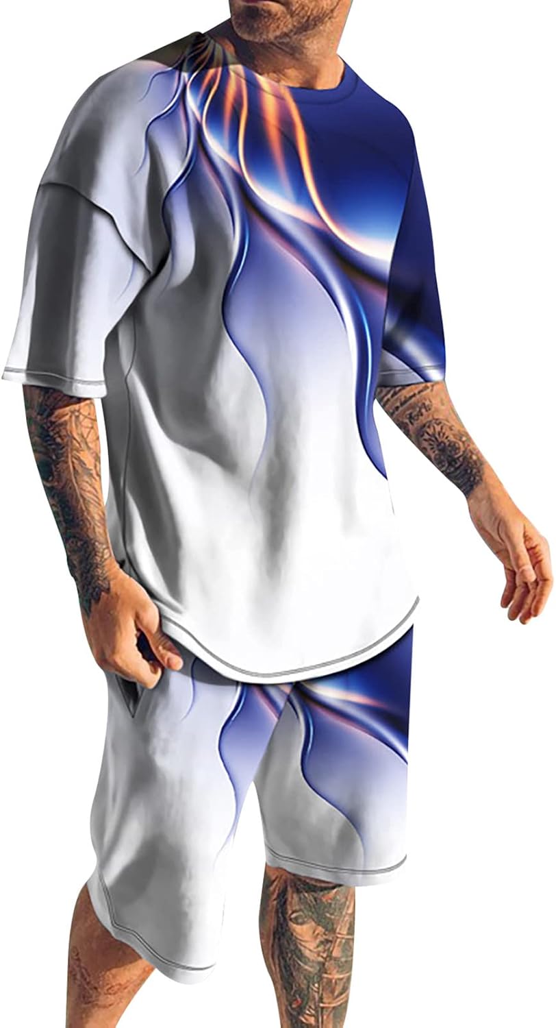 Wuitopue Summer 2-Piece Sweatsuit for Men