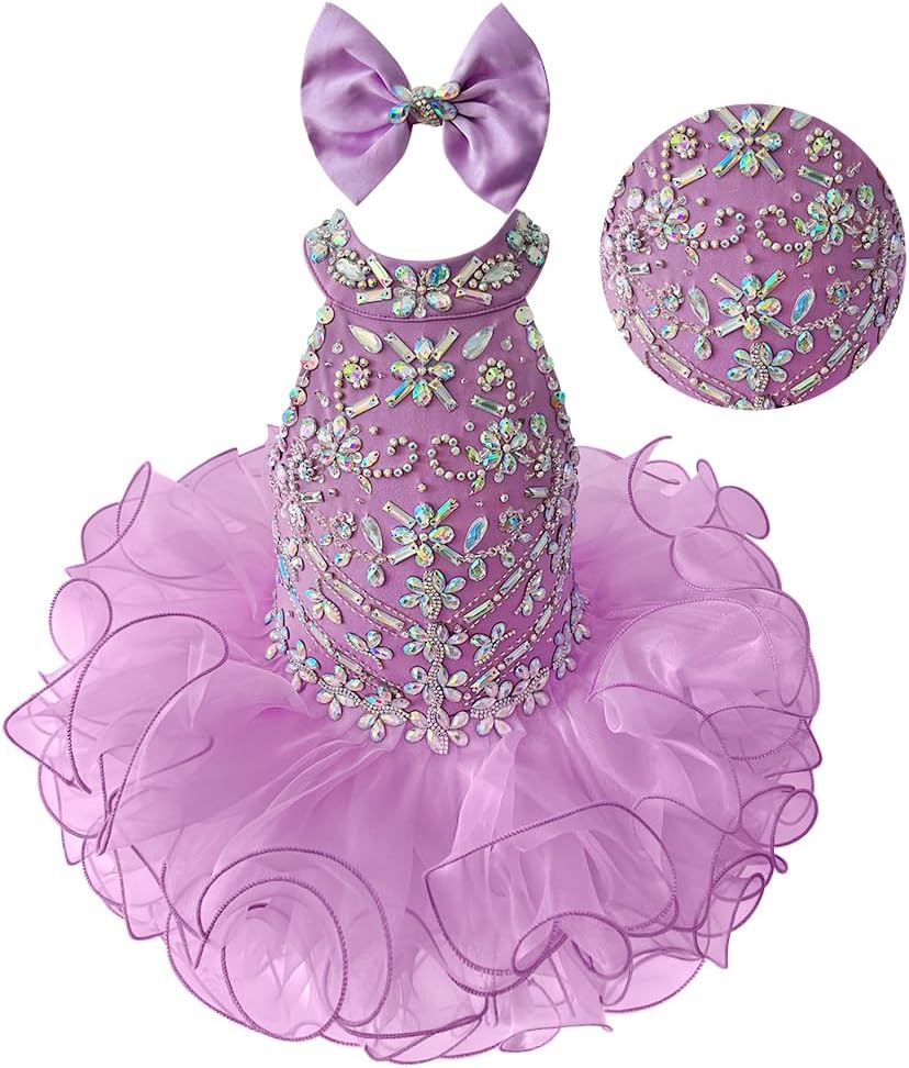 Jenniferwu 12-18M Glittering Beading Pageant Dress for Little Girls