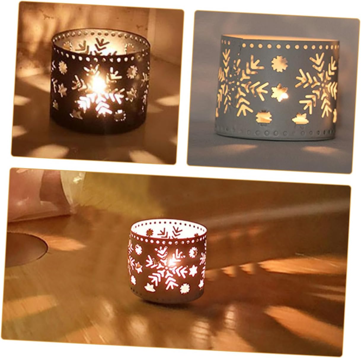 Iron Christmas Candle Holders with Snowflake Design