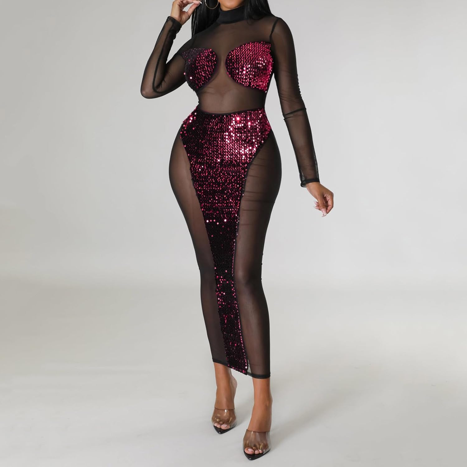 Womens Sparkly Sequin Bodycon Night Club Dress 1