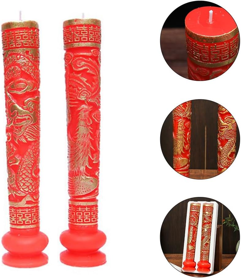 Ciieeo Dragon and Phoenix Wedding Candle Menorah Ornament