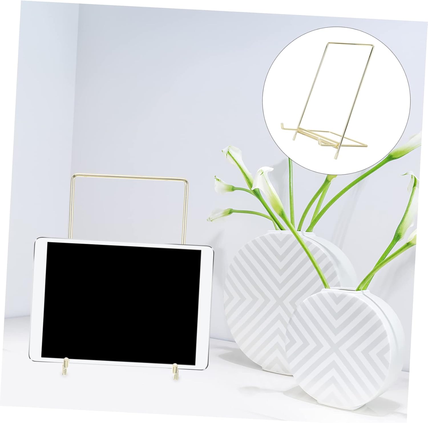 Elegant Recipe Book Holder Picture Frame Stand Sturdy Steel