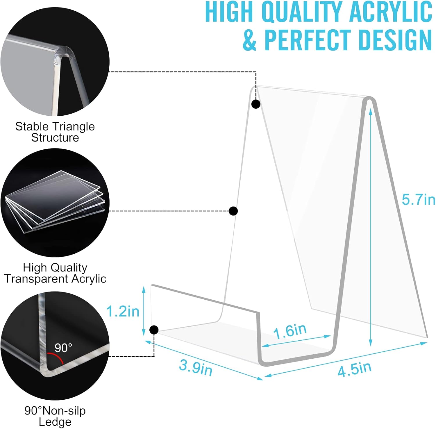 10 Pack Clear Acrylic Easel Stand - Multipurpose Display Holder