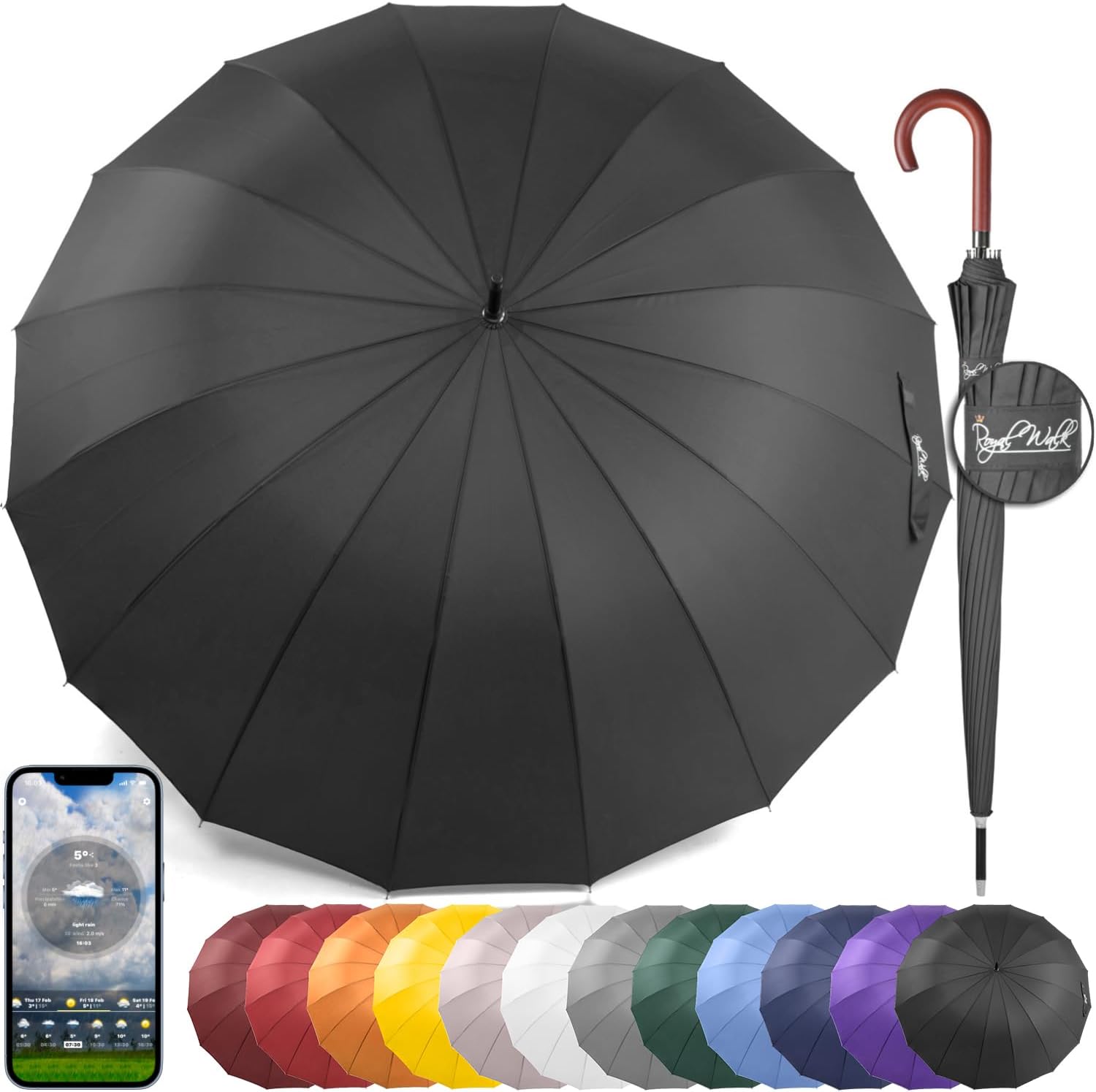 Royal Walk 54 Inch Windproof Large Umbrella for 2 Persons