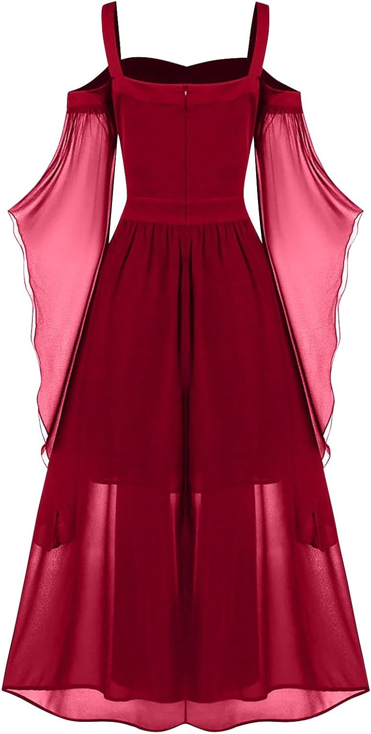 Gothic Halloween Dress for Women with High Waist and Off Shoulder Sleeve