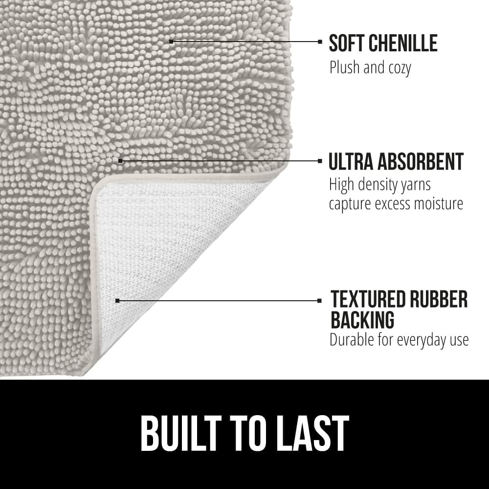 Gorilla Grip 2-Piece Bathroom Rug Set LT Gray 1