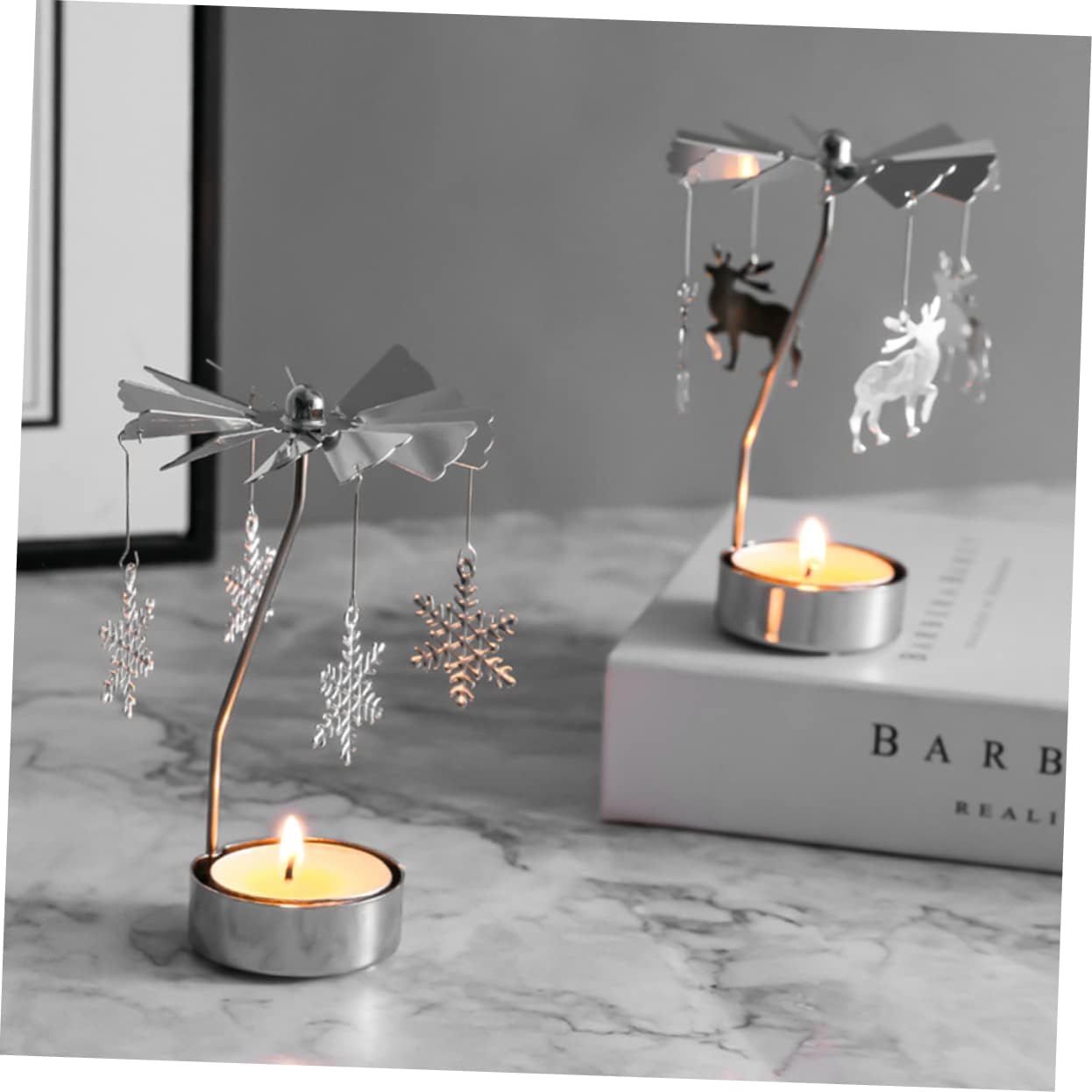 Happyyami Windmill Rotating Candle Holder Decorative