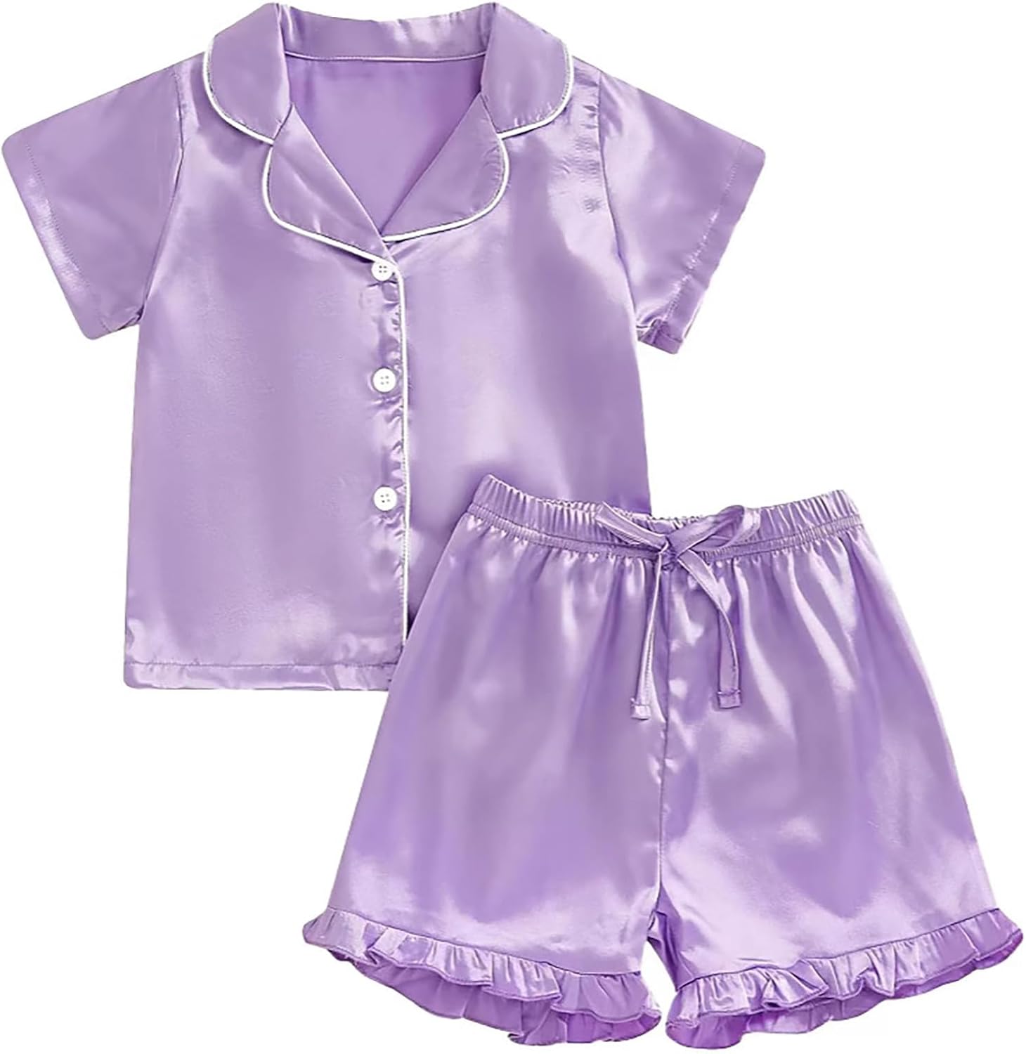 Baby Girls Satin Soft Pajamas Set 2 Piece
