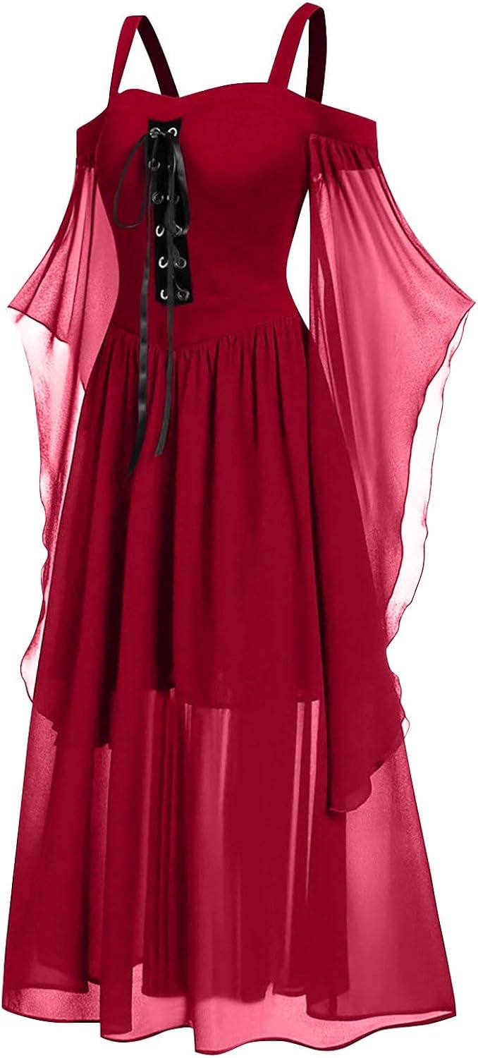 Gothic Halloween Dress for Women with High Waist and Off Shoulder Sleeve