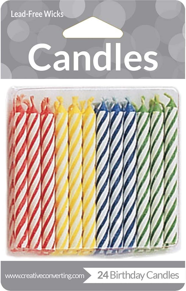 Party Central 288 Multi-Color Striped Birthday Candles
