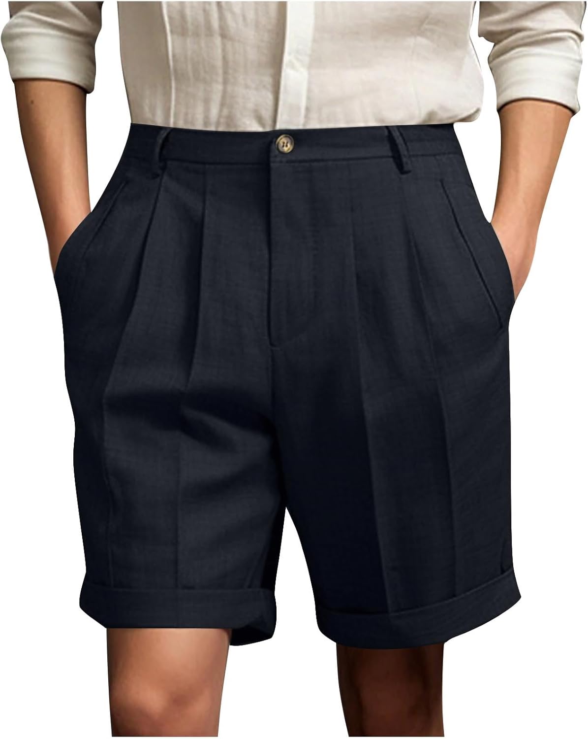 Xiaojmake Mens Linen Shorts with Elastic Waist