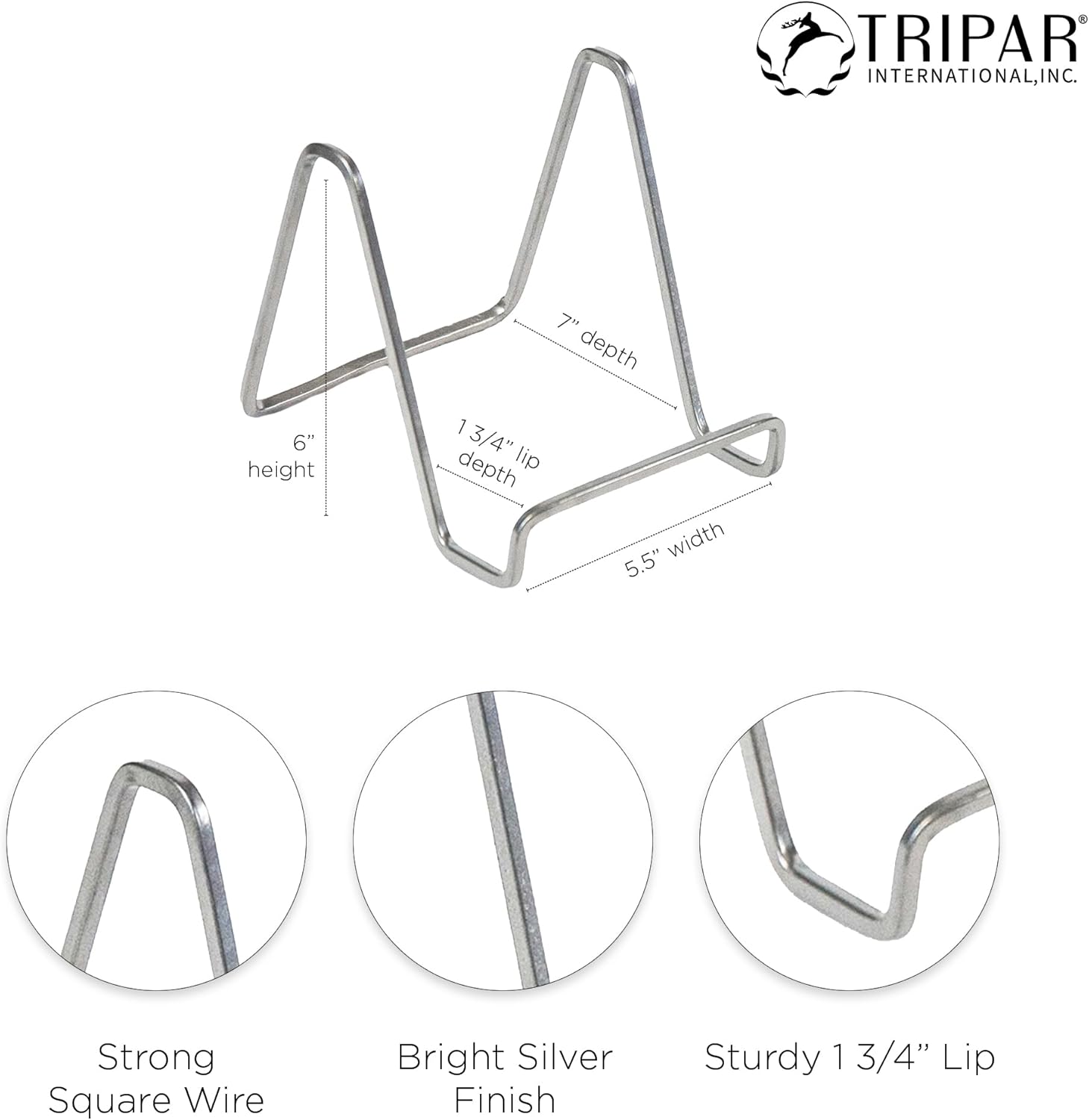 TRIPAR Square Metal Wire Stand Silver 2 Pack 6-Inch Depth