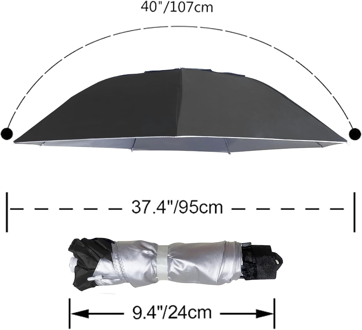 NEW-Vi Adjustable Sun Rain Cap with Umbrella