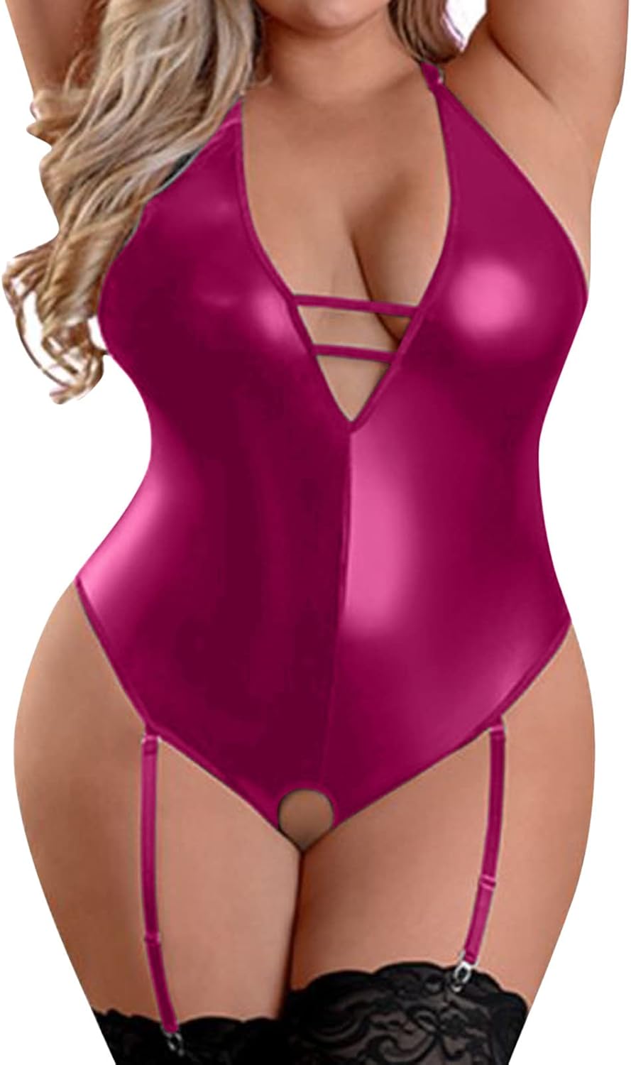 Womens Sexy Lace Chemise with Tie-Front Mini Skirt