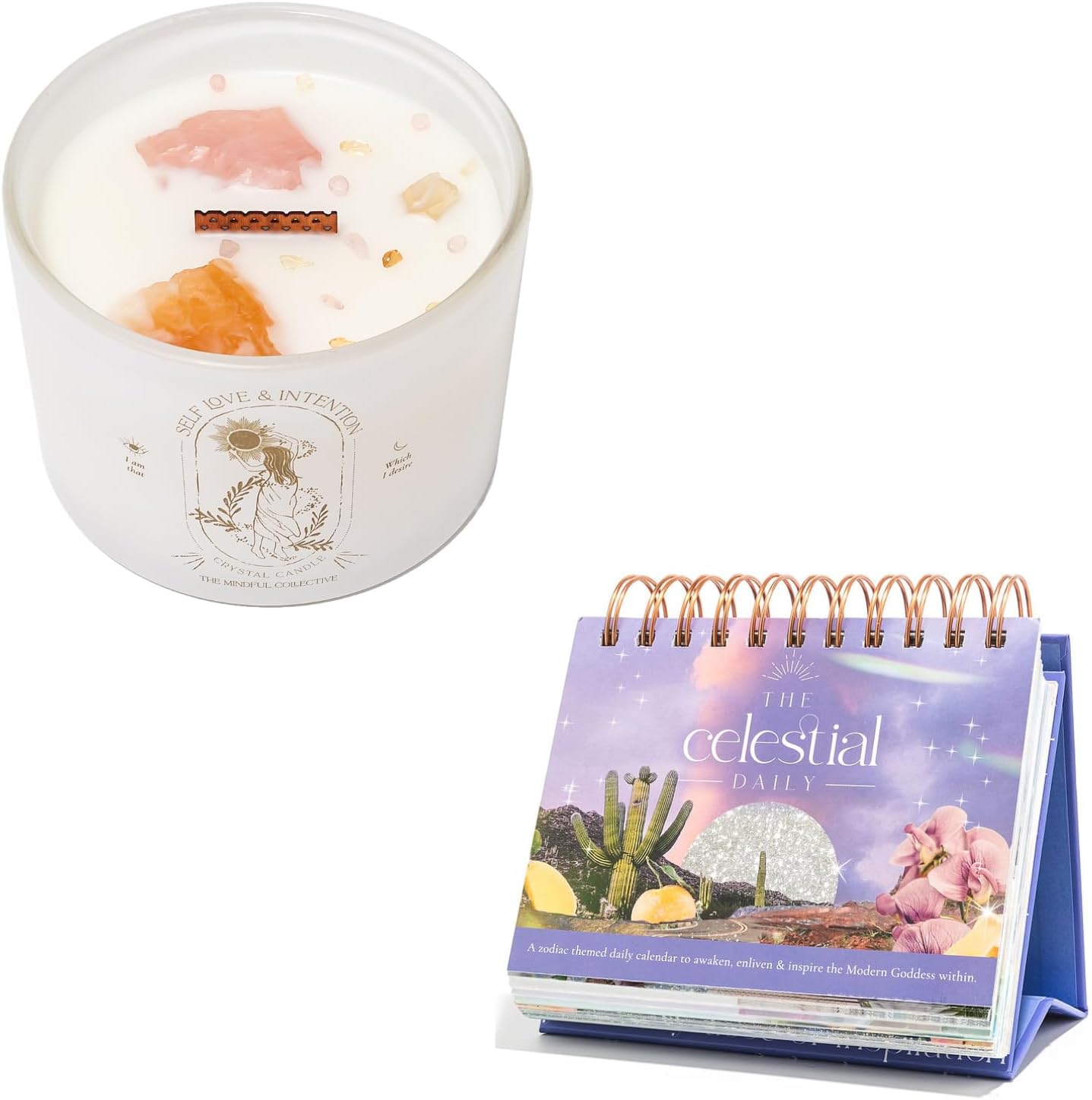 Healing Crystals Candle - 12 oz Soy Lavender Jar with Affirmations