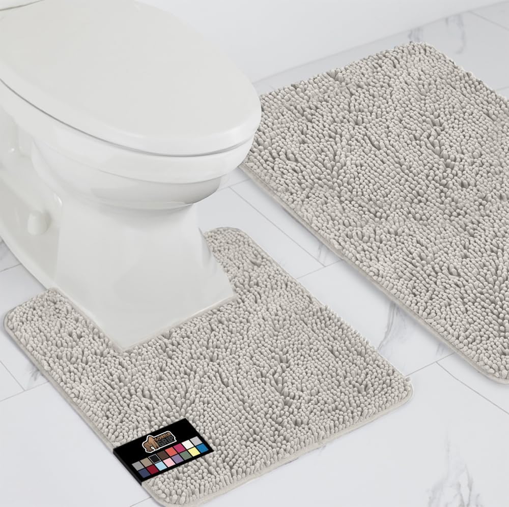 Gorilla Grip 2-Piece Bathroom Rug Set LT Gray 1