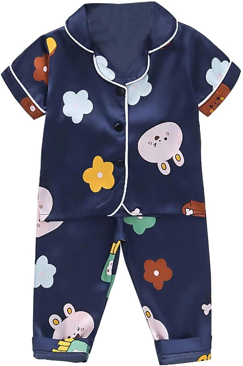 Girls Silk Jumpsuit Set Soft Satin Winter Clothes 2 Piece for Kids