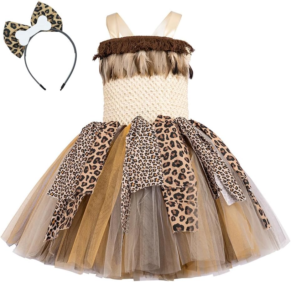 IDOPIP Jungle Safari Halloween Dress for Toddler Girls